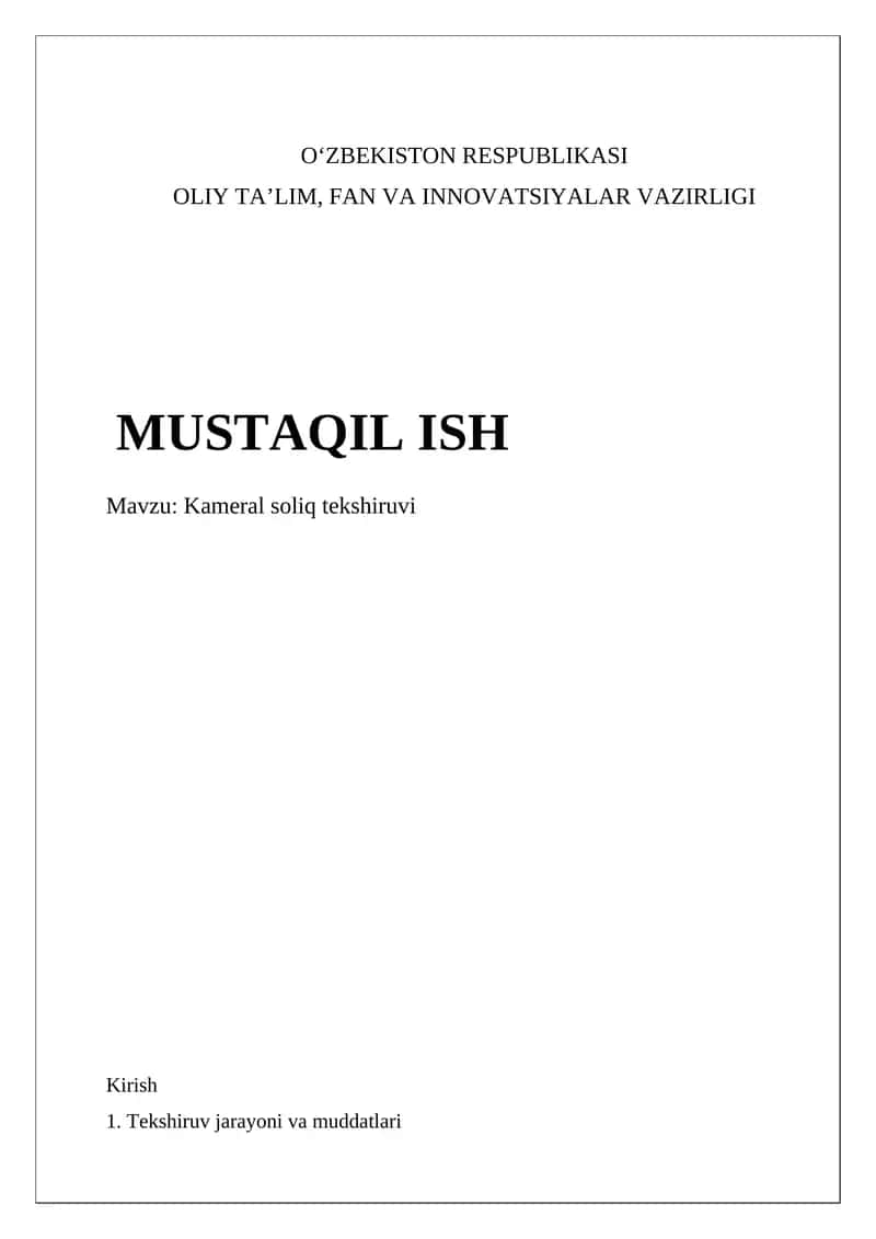 Kameral soliq tekshiruvi