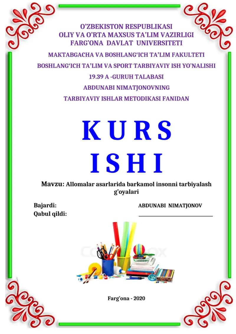 TARBIYAVIY ISHLAR METODIKASI