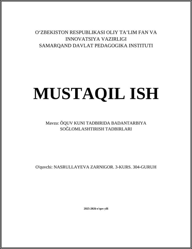 Ertalabki Umumiy Jismoniy Mashqlar