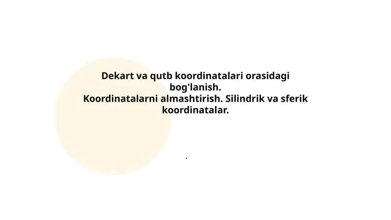 Dekart va qutb koordinatalari orasidagi bog'lanish