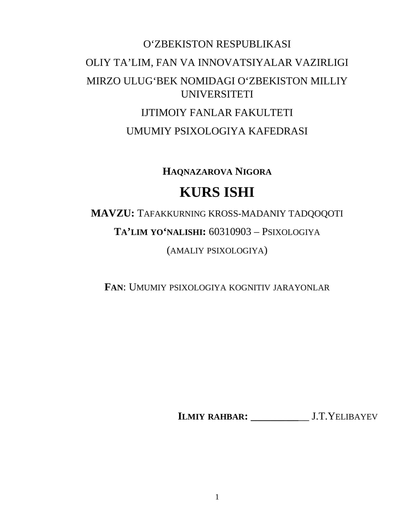 Tafakkurning KROSS-MADANIY TADQOQOTI