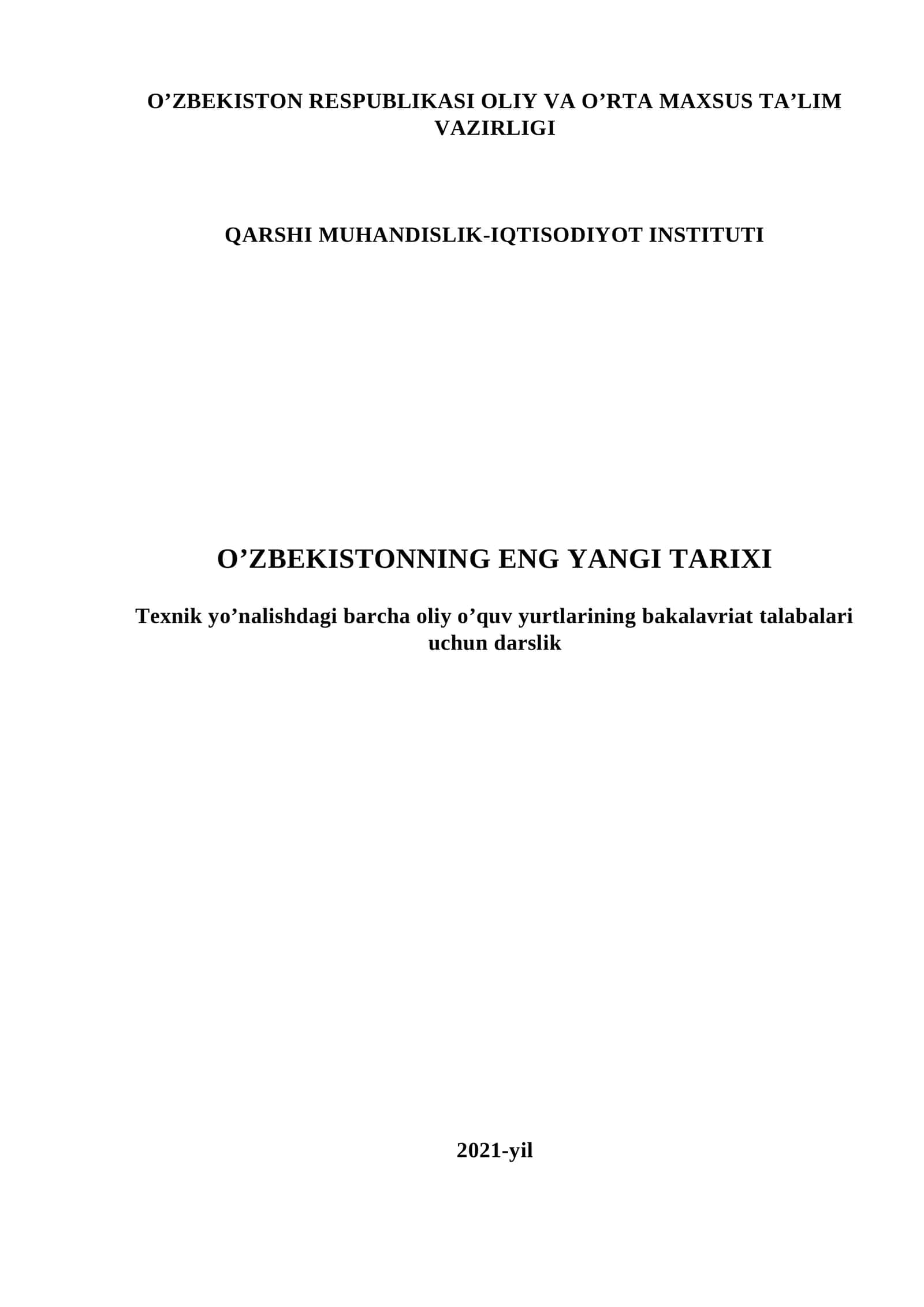 O’zbekistonning eng yangi tarixi