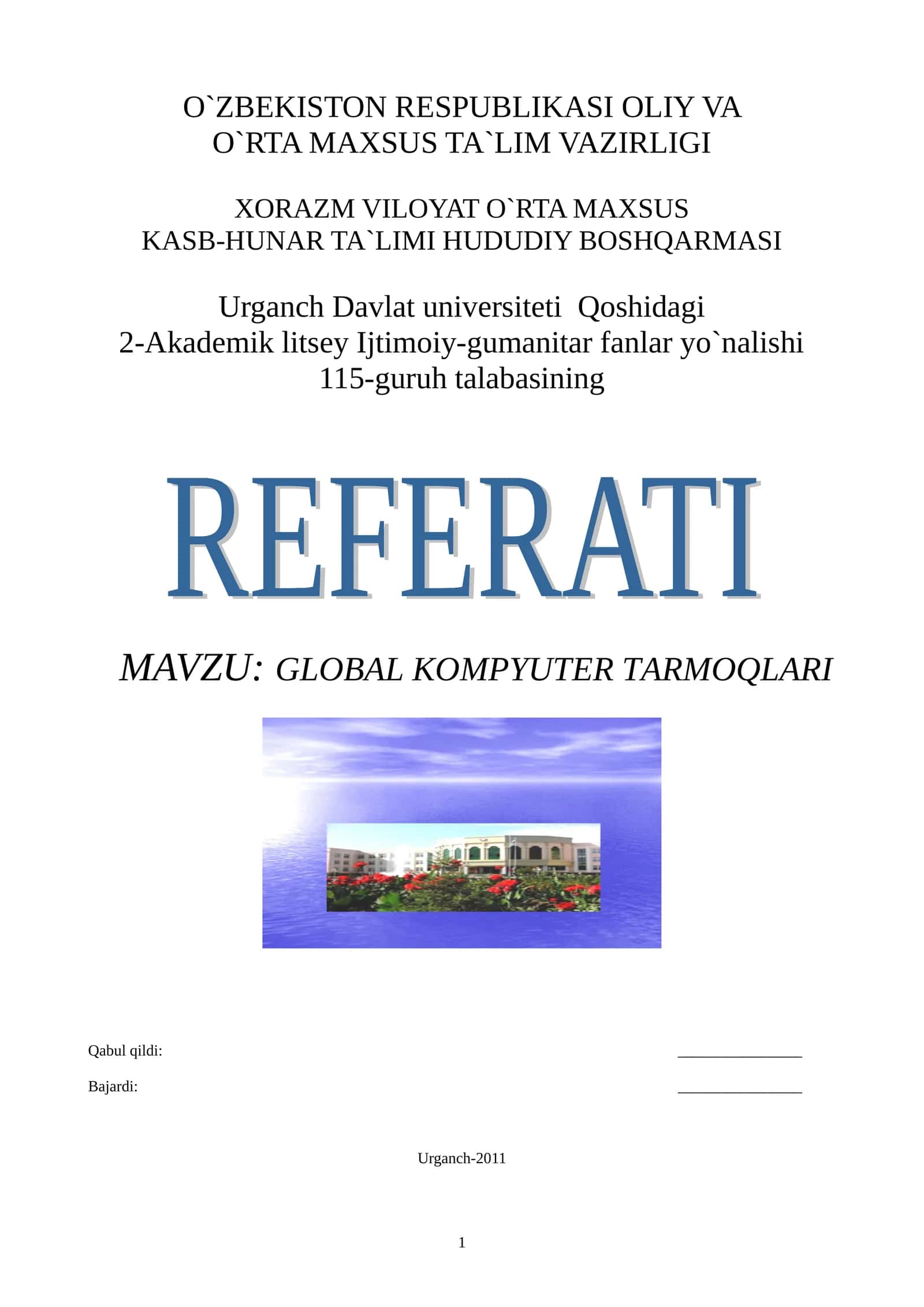 GLOBAL KOMPYUTЕR TARMOQLARI
