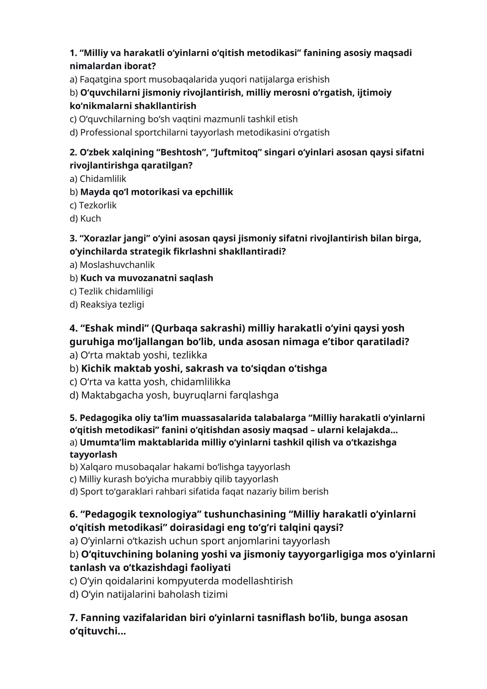 Milliy va harakatli o‘yinlarni o‘qitish metodikasi