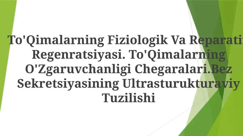 To'Qimalarning Fiziologik Va Reparativ Regenratsiyasi