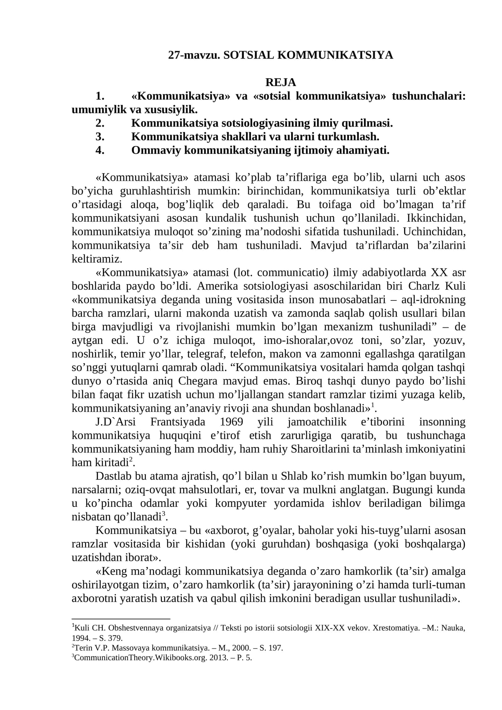 SOTSIAL KOMMUNIKATSIYA
