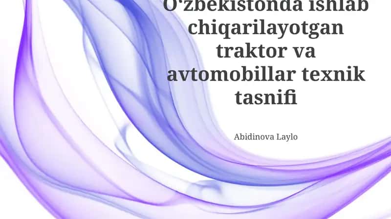 Oʻzbekistonda Ishlab Chiqarilgan Traktorlarning Texnik Tasnifi