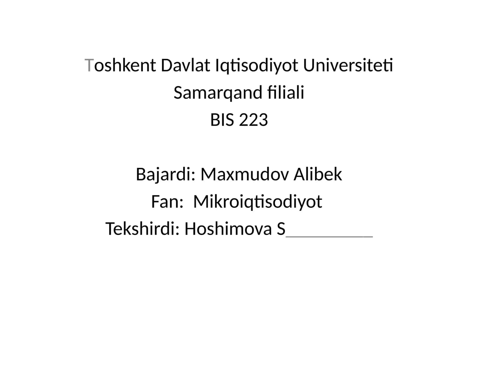 Yakka individual va bozor talabi