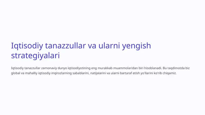 Iqtisodiy tanazzullar va ularni yengish strategiyalari