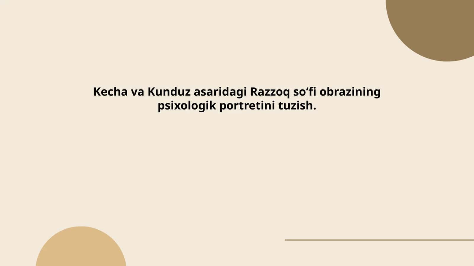 Razzoq soʻfi obrazining psixologik portretini tuzish