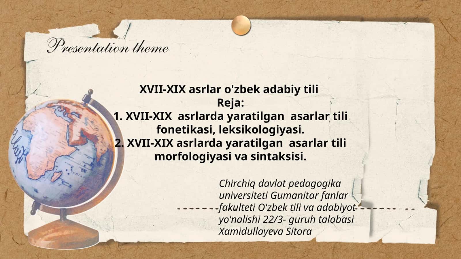 XVII-XIX asrlar o'zbek adabiy tili