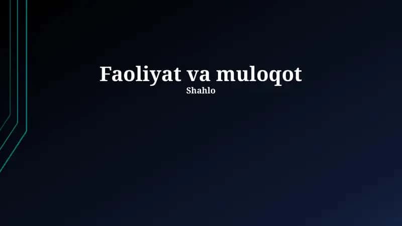 Faoliyat va Muloqot