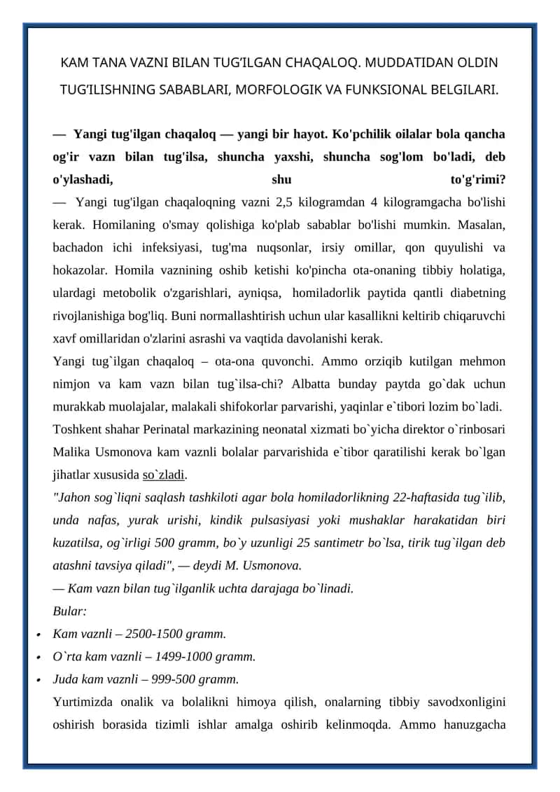 Yangi tug'ilgan chaqaloq