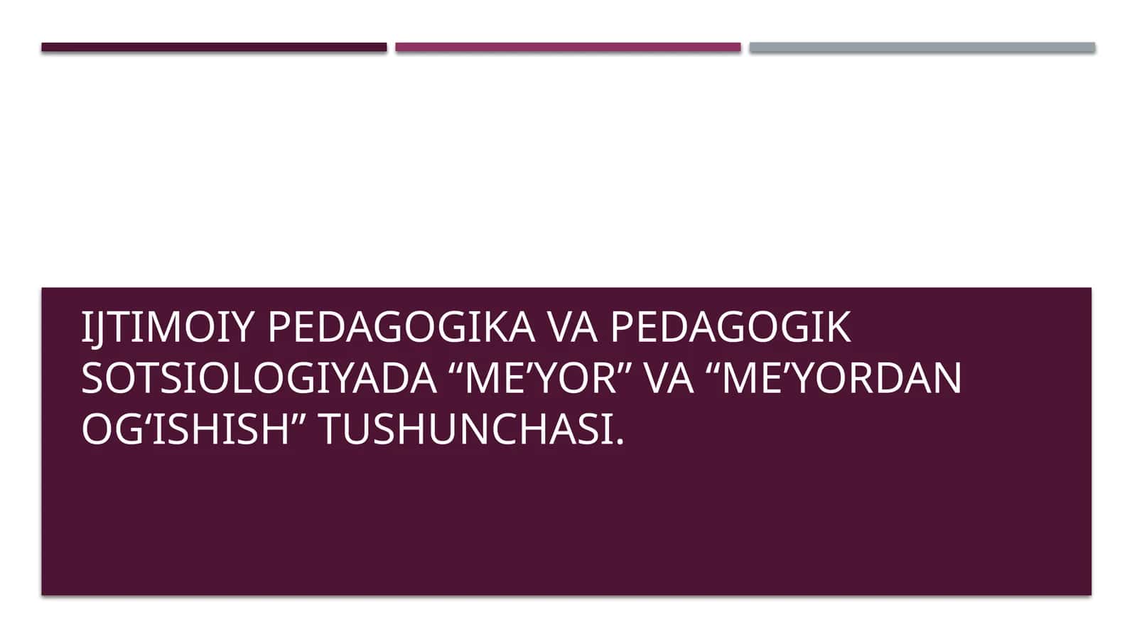 Ijtimoiy pedagogika va pedagogik sotsiologiyada "me'yor" va "me'yordan og'ishish" tushunchasi