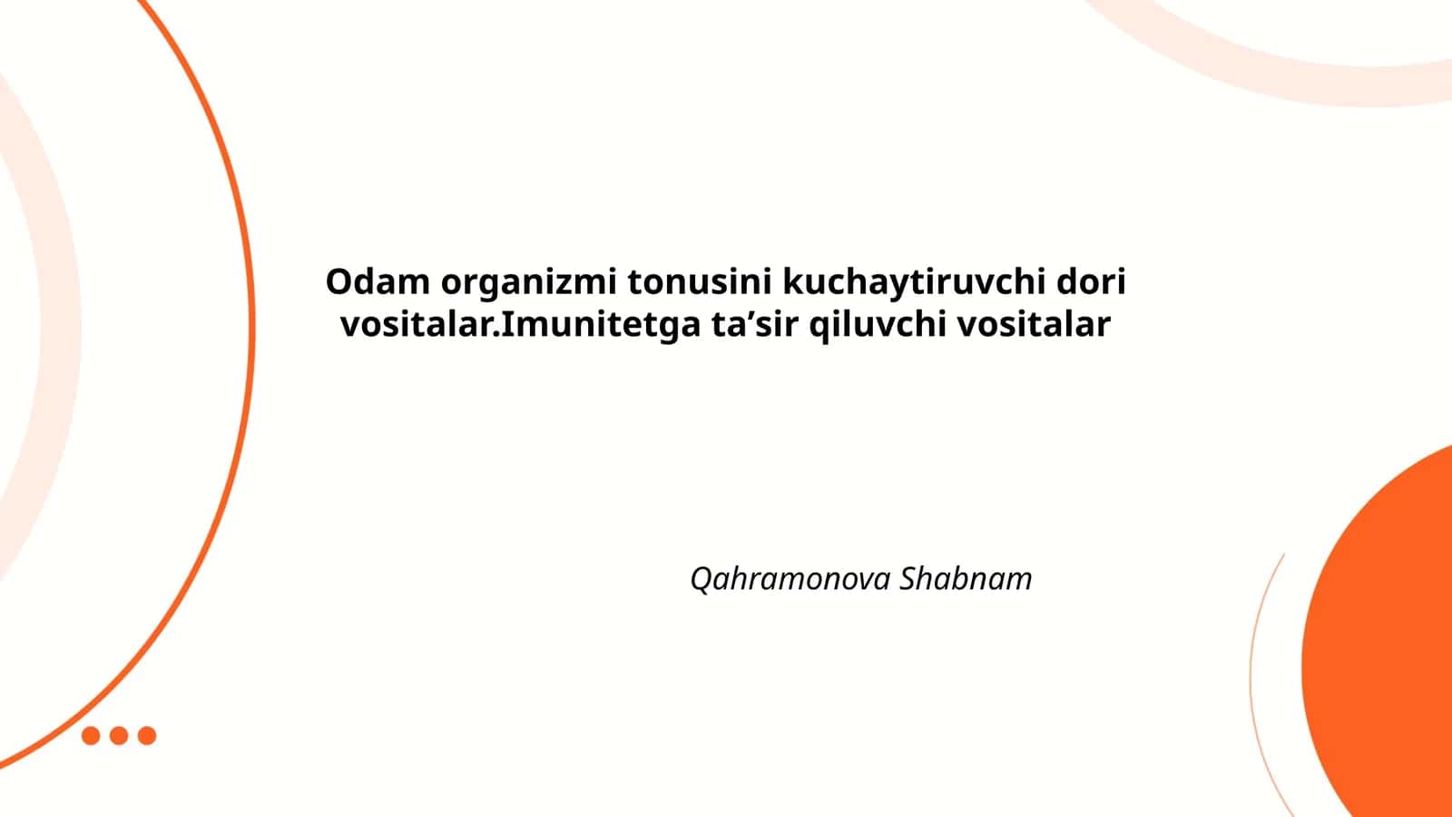 Odam organizmi tonusini kuchaytiruvchi dori vositalar