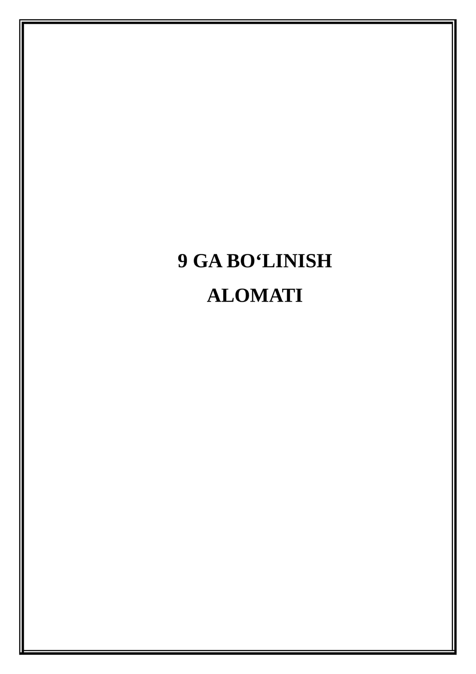 9 ga bo'linish alomati (Mikrodars Ishlanma)