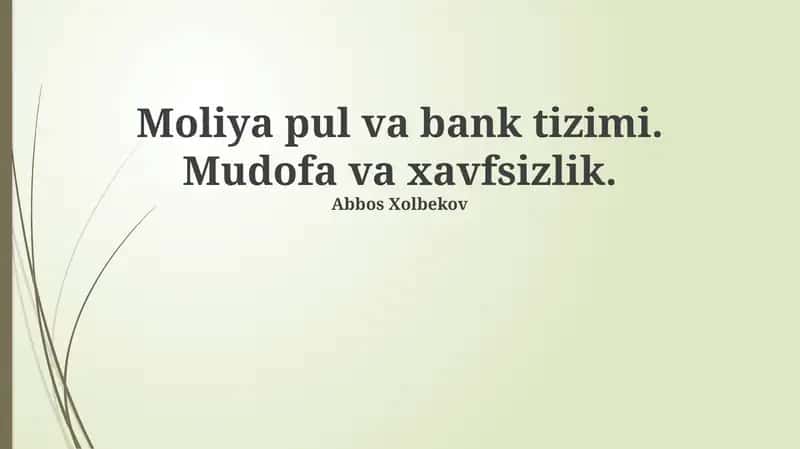 Moliya, Pul va Bank Tizimi