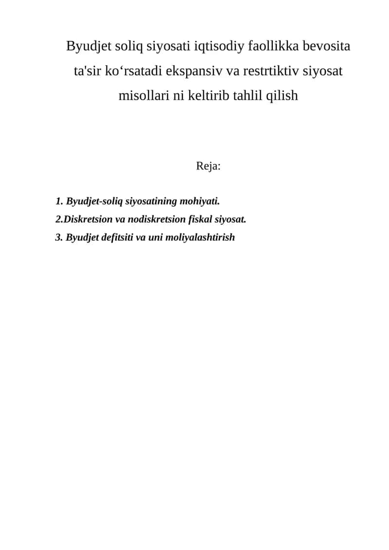 Byudjet-soliq siyosati