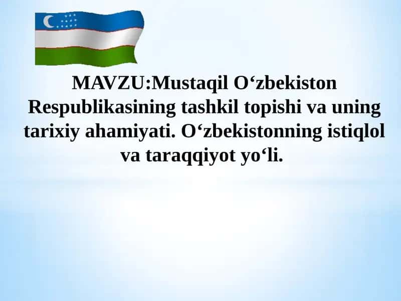 Mustaqil O‘zbekiston Respublikasining tashkiloti va uning tarixiy ahamiyati