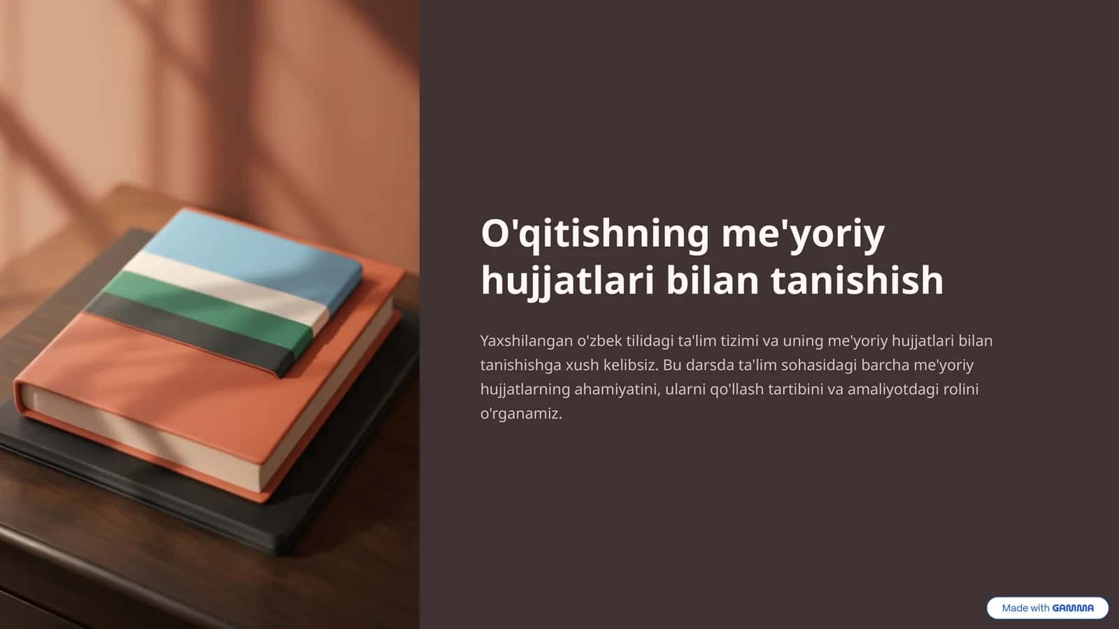 O'qitishning me'yoriy hujjatlari bilan tanishish