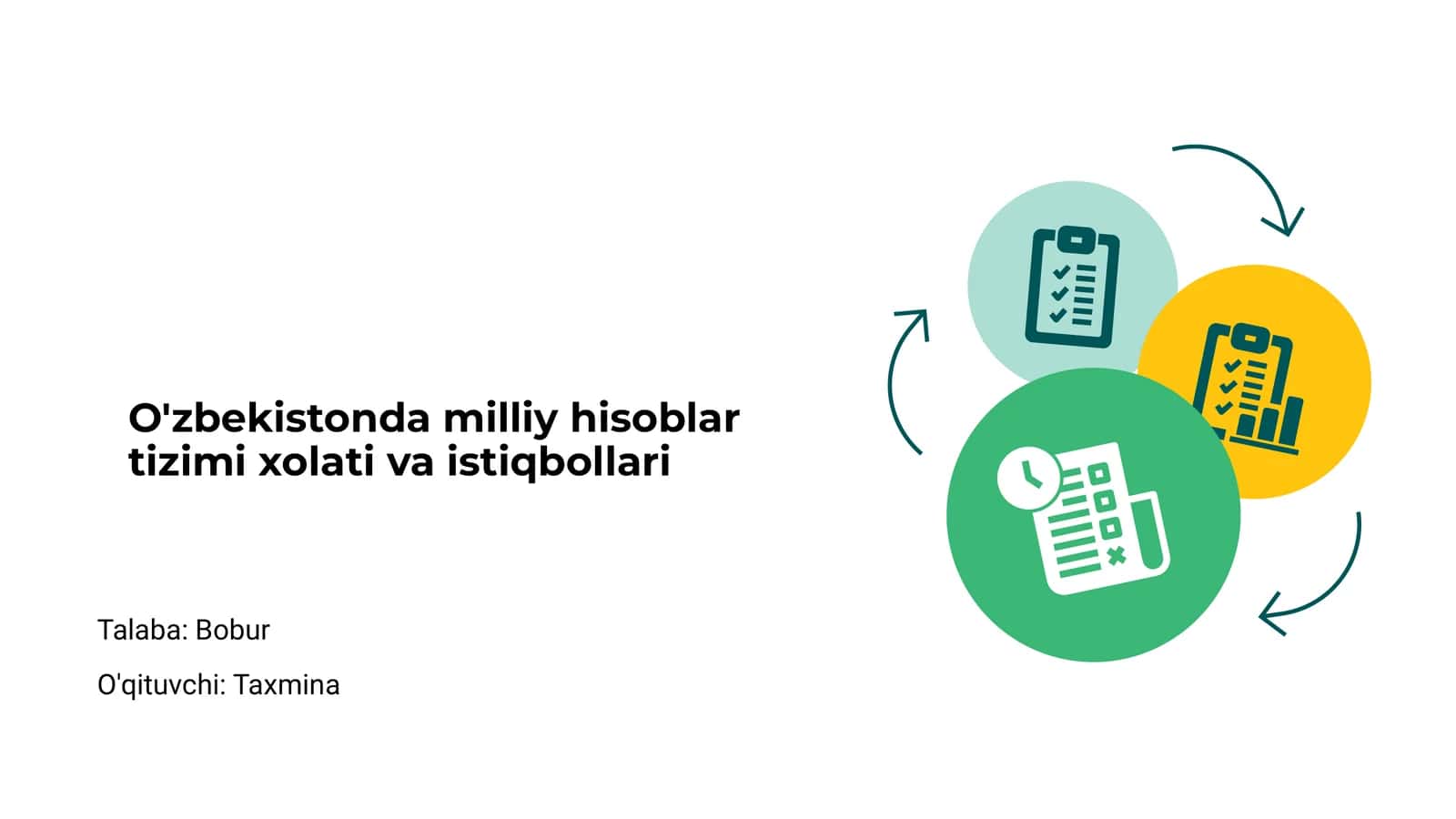 O'zbekistonda milliy hisoblar tizimi xolati va istiqbollari