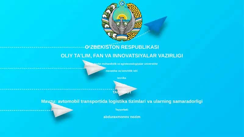 avtomobil transportida logistika tizimlari va ularning samaradorligi