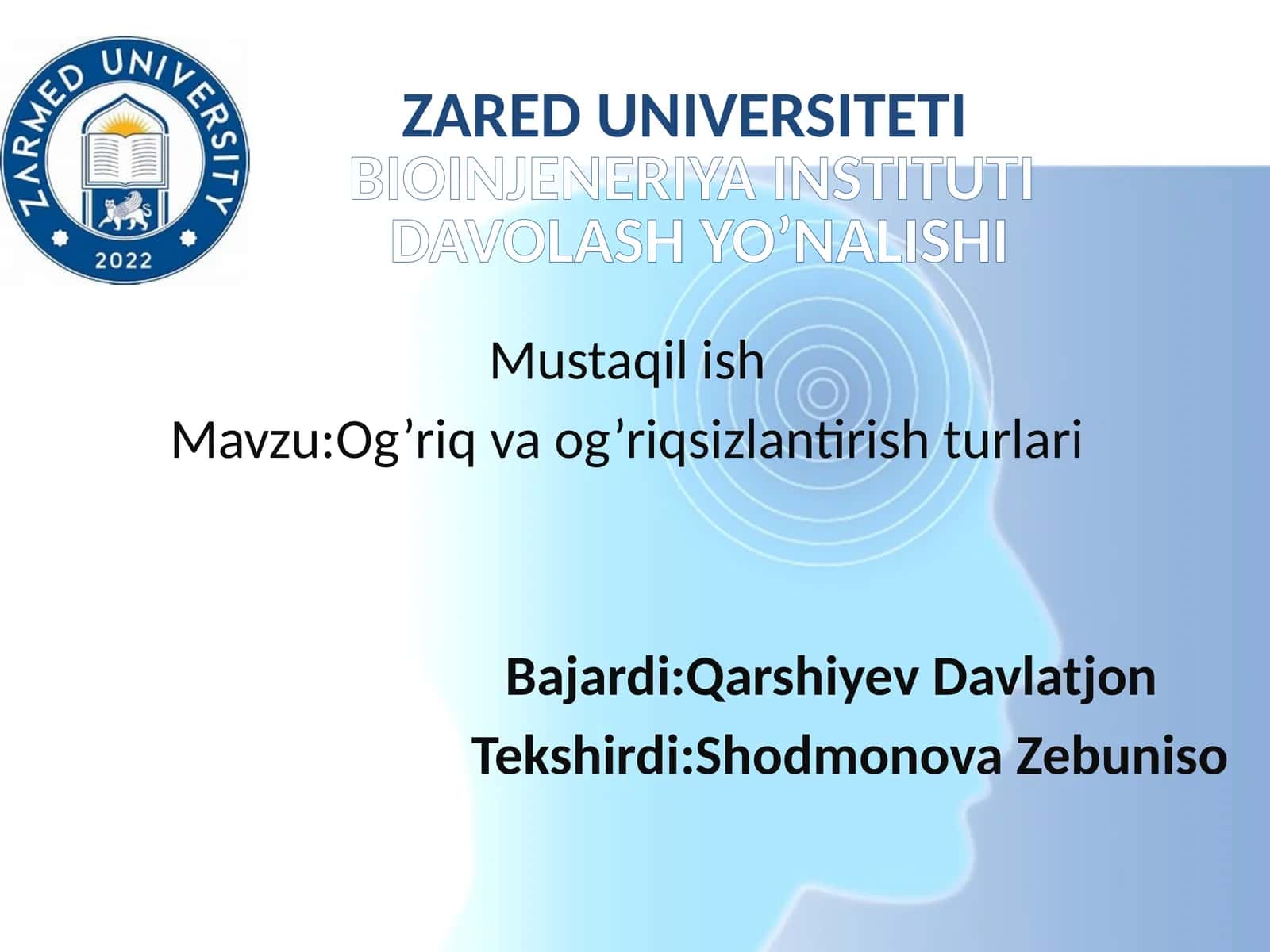 anesteziya  og'riqsizlantirish turlari