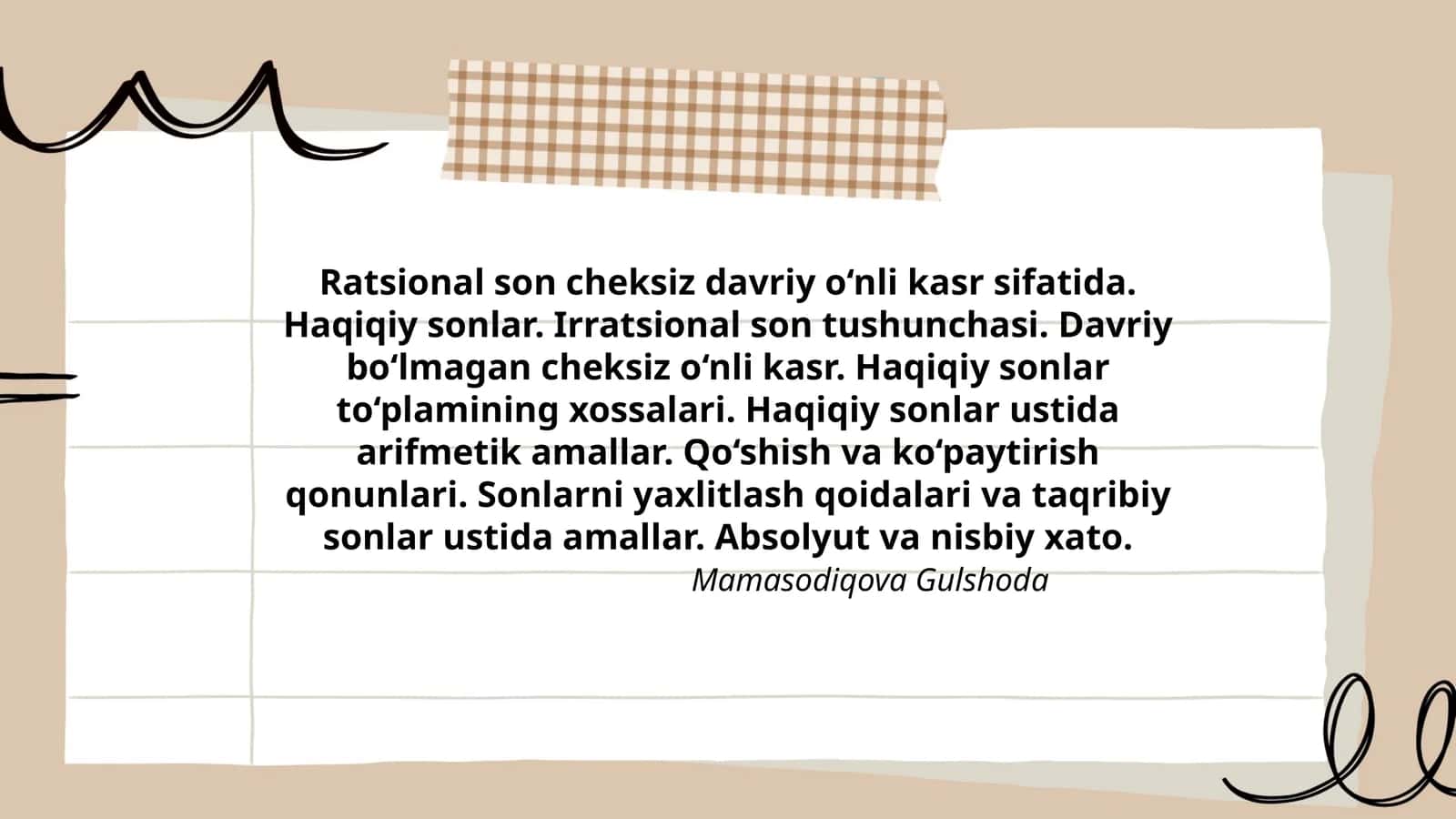 Mamasodiqova Gulshoda