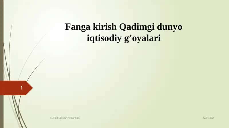 Iqtisodiy ta'limotlar tarixi