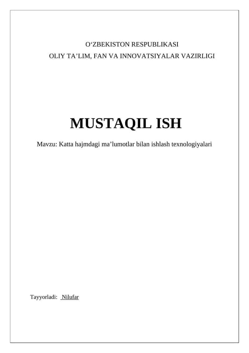 Katta ma'lumotlar texnologiyalari