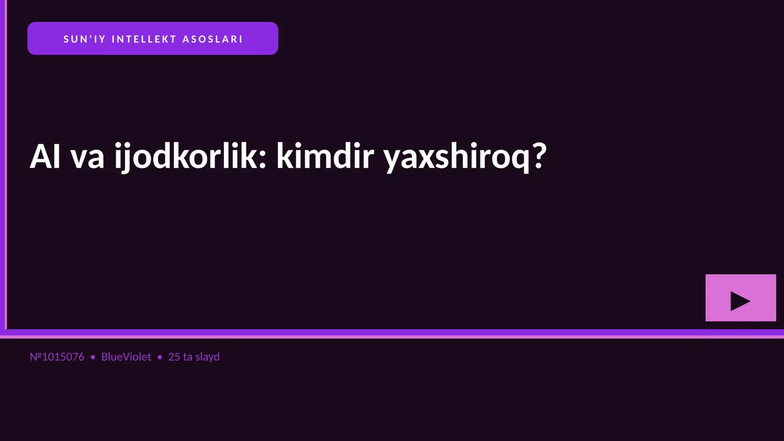 SUN'IY INTELLEKT ASOSLARI