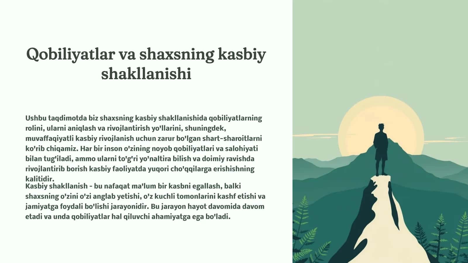 Qobiliyatlar va shaxsning kasbiy shakllanishi