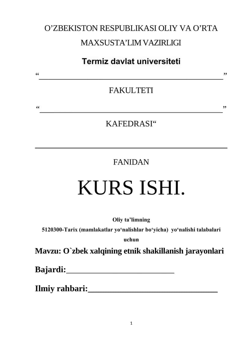 O`zbek xalqining etnik shakillanish jarayonlari
