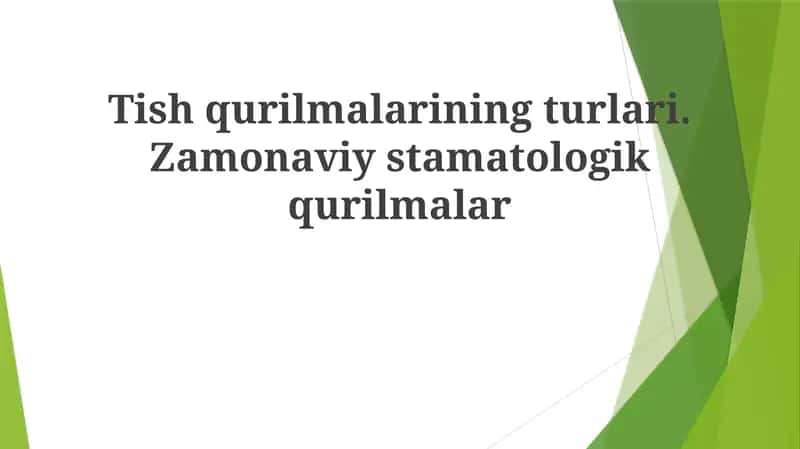 Zamonaviy Stomatologik Asbob-uskunalar