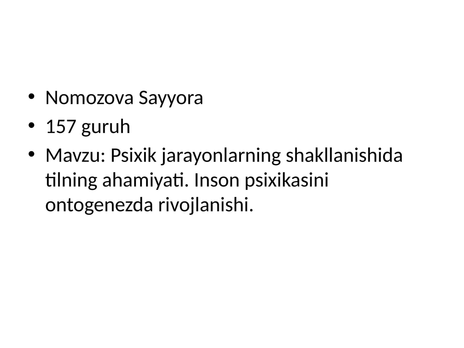 Psixik jarayonlarning shakllanishida tilning ahamiyati