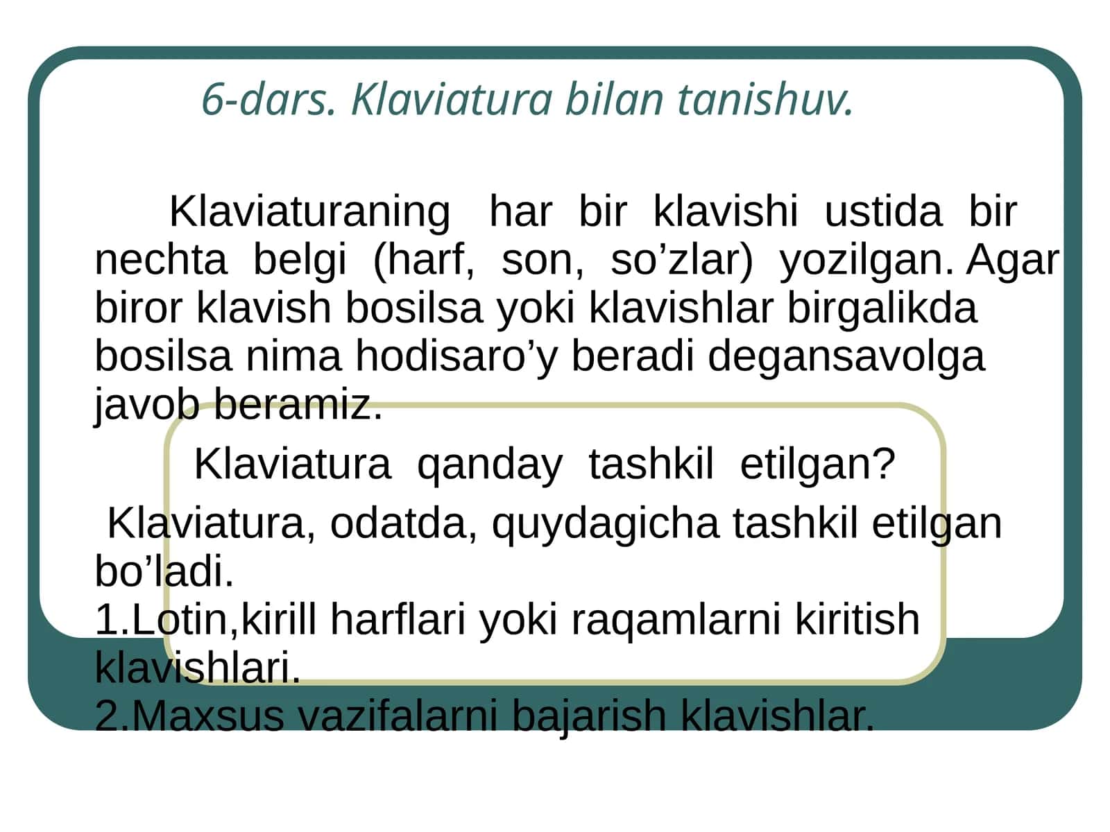 Klaviatura bilan tanishuv