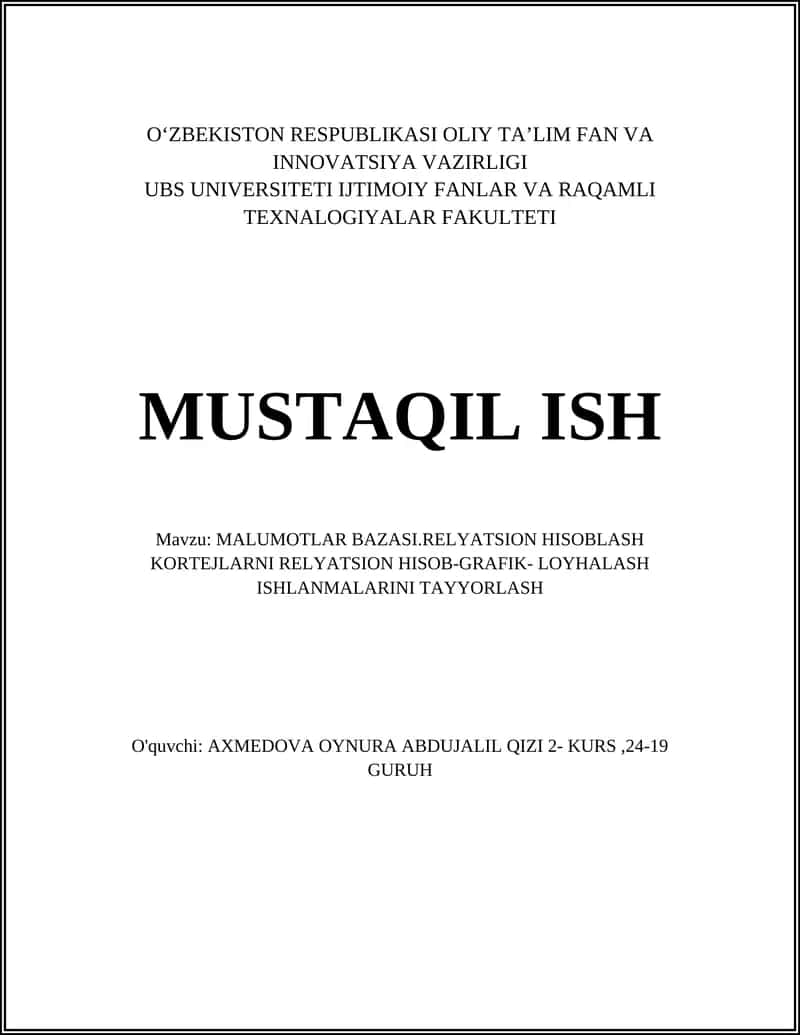 Relyatsion ma'lumotlar bazasi