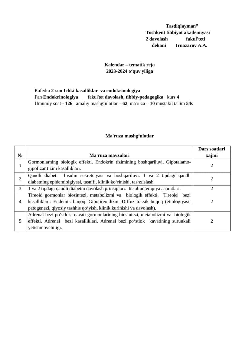 Kalendar – tematik reja
