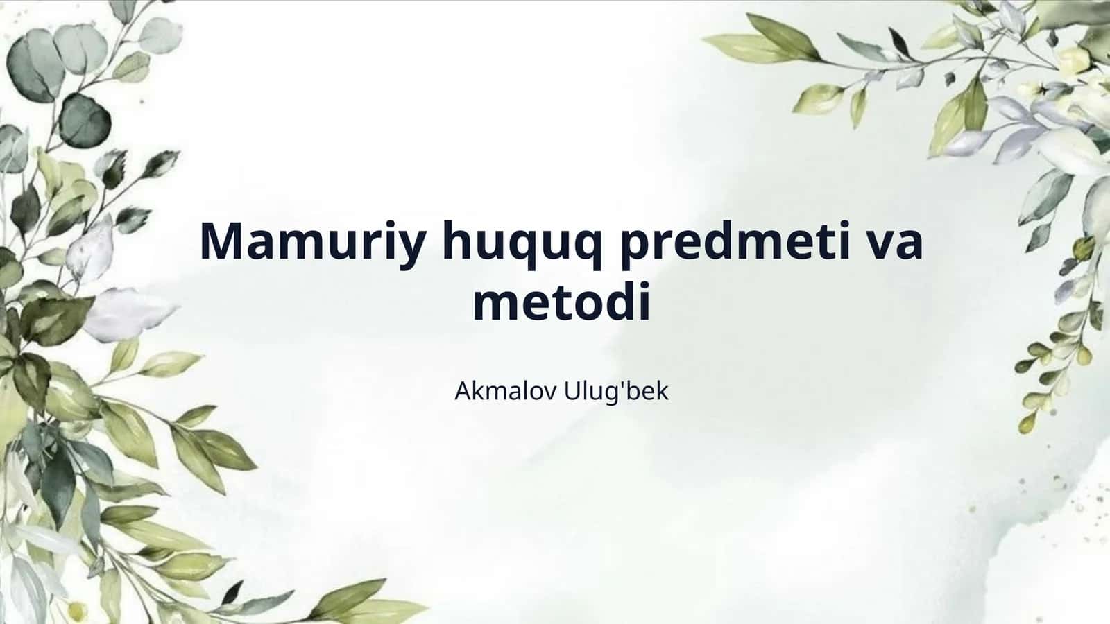 Mamuriy huquq predmeti va metodi