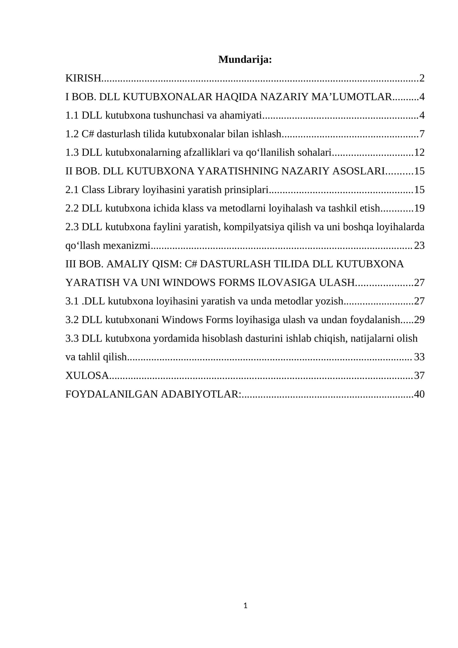 DLL KUTUBXONA YARATISH VA UNI WINDOWS FORMS ILOVASIGA ULASH