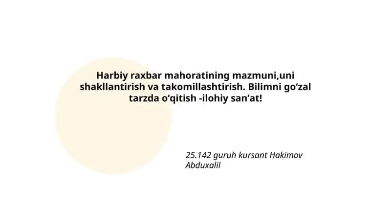 Harbiy raxbar mahorati: tushunchasi va ahamiyati