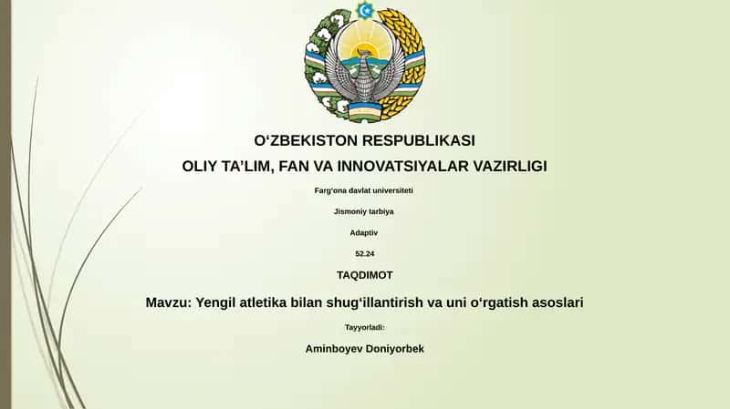 Yengil atletika bilan shugʻillantirish va uni oʻrgatish asoslari