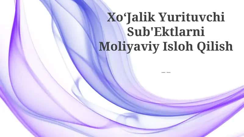 XoʻJalik Yurituvchi Sub'Ektlarni Moliyaviy Isloh Qilish