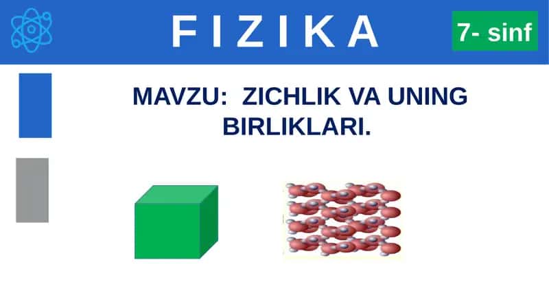 F I Z I K A MAVZU:ZICHLIK VA UNING BIRLIKLARI