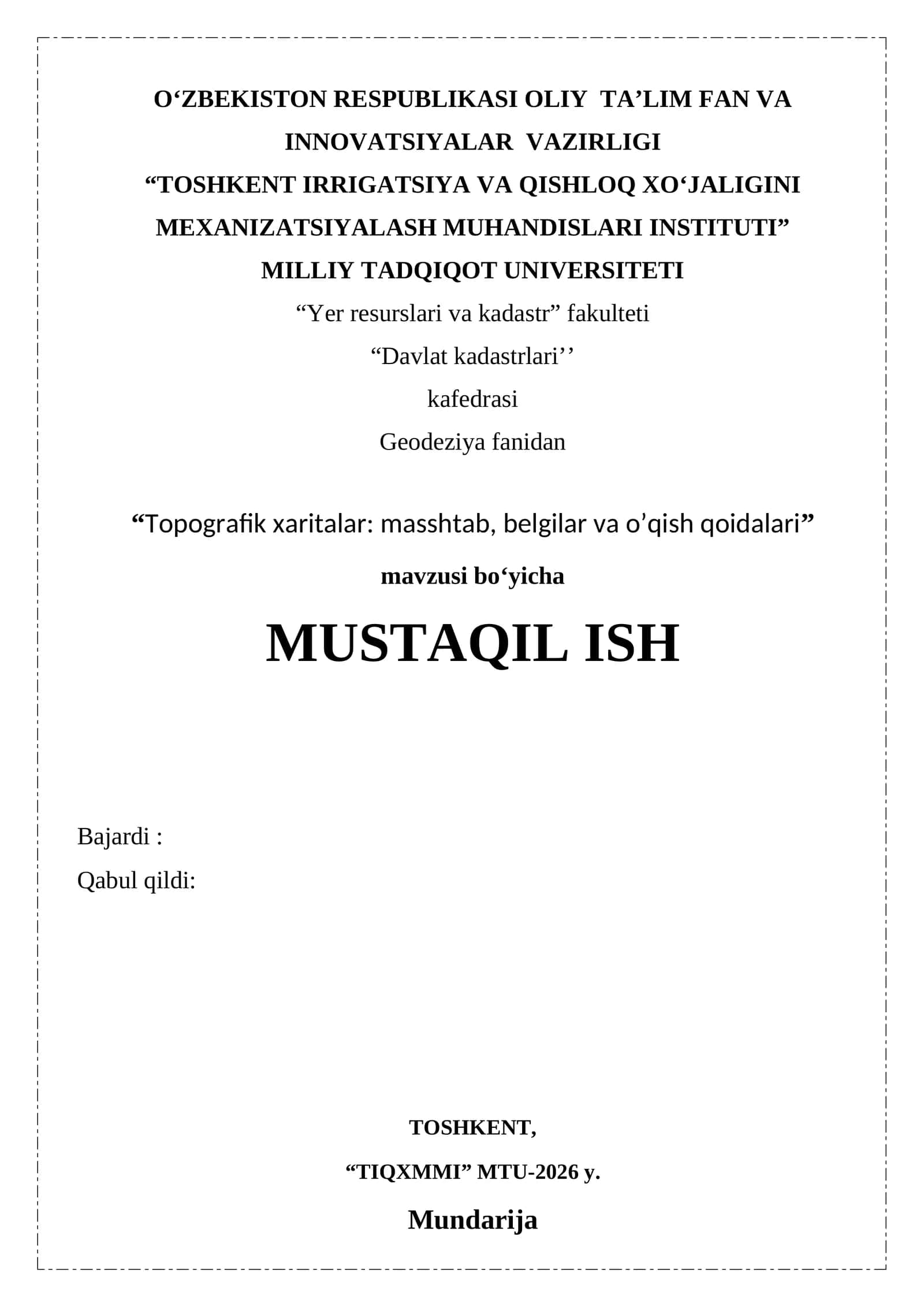 Topografik xaritalar masshtab, belgilar va o’qish qoidalari