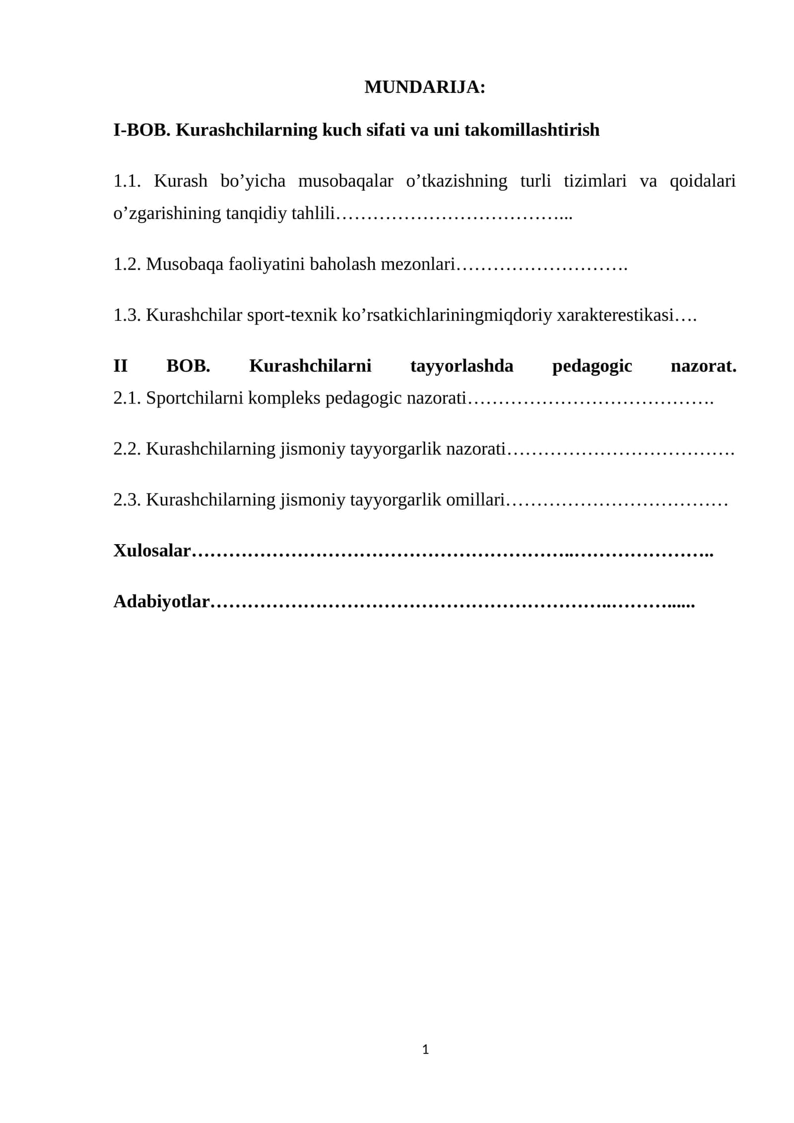Kurashchilarning kuch sifati va uni takomillashtirish