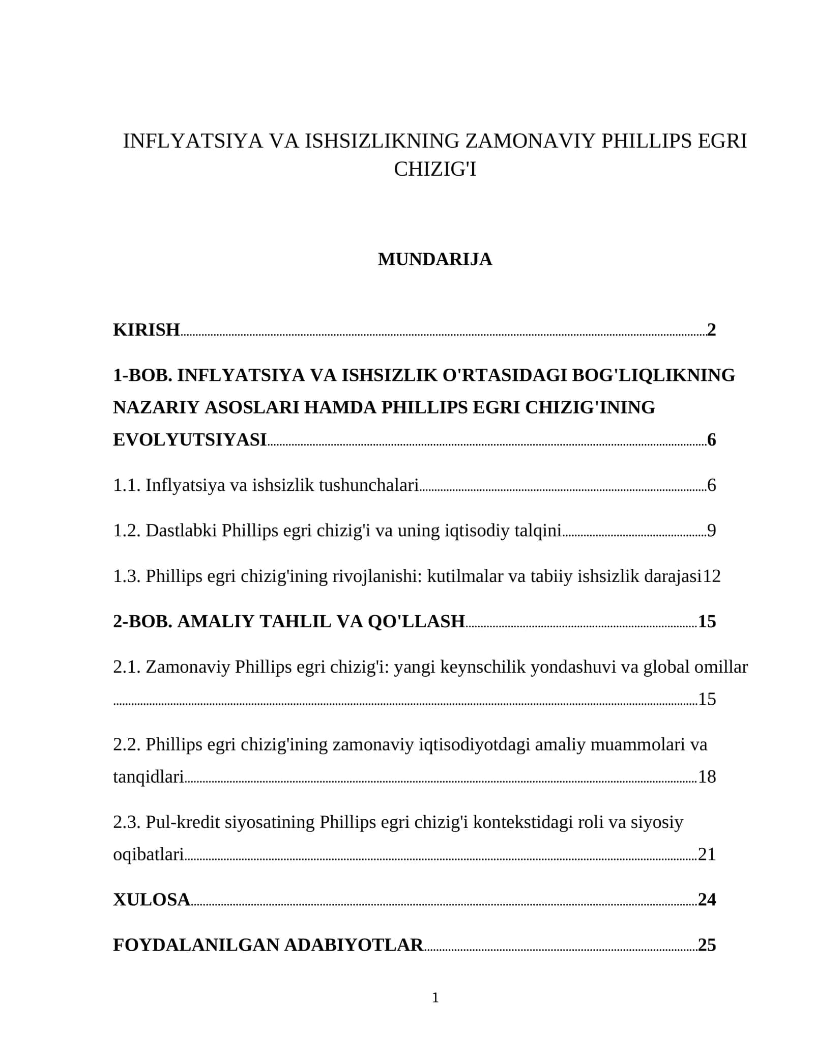 Zamonaviy Phillips egri chizig'i