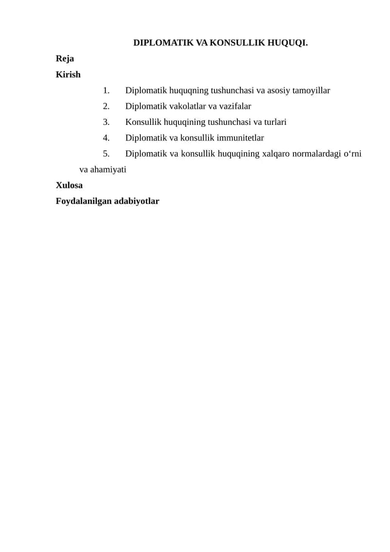DIPLOMATIK VA KONSULLIK HUQUQI