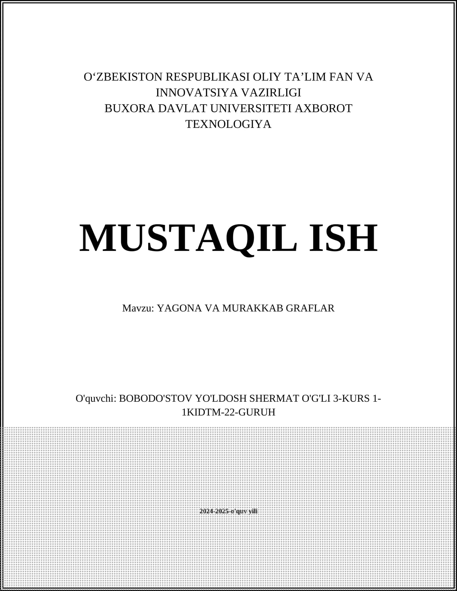 YAGONA VA MURAKKAB GRAFLAR