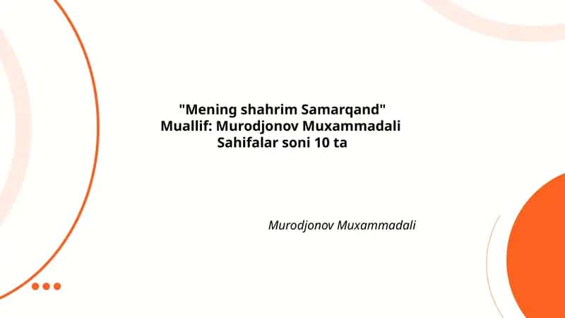 Mening shahrim Samarqand